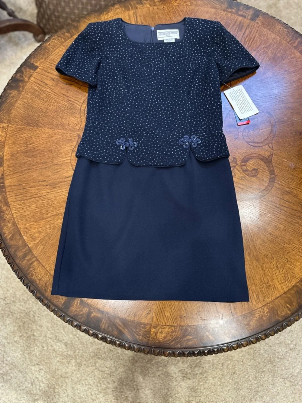 Jessica Howard Dress Size 8 Petite Vintage Navy Sequin Evening 90s Luxe - Picture 10 of 10